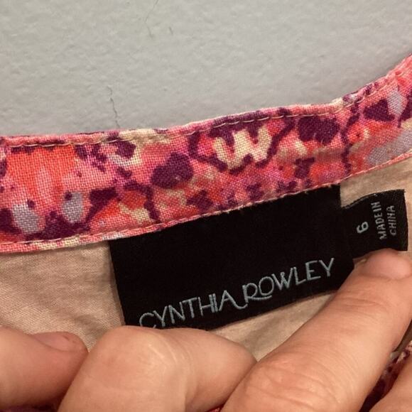 Cynthia Rowley Womens Linen Shirt Dress Size 6 Pink Classic Preppy Beachy Career - Picture 3 of 9